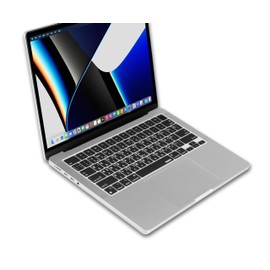 XSKN Languages and Shortcuts Silicone Keyboard Skin Cover for 2021+ M2 Chip MacBook Air 13.6" 15.3" MacBook Pro 14.2" 16.2" with Touch ID (Russian & Hebrew Black, US Layout)