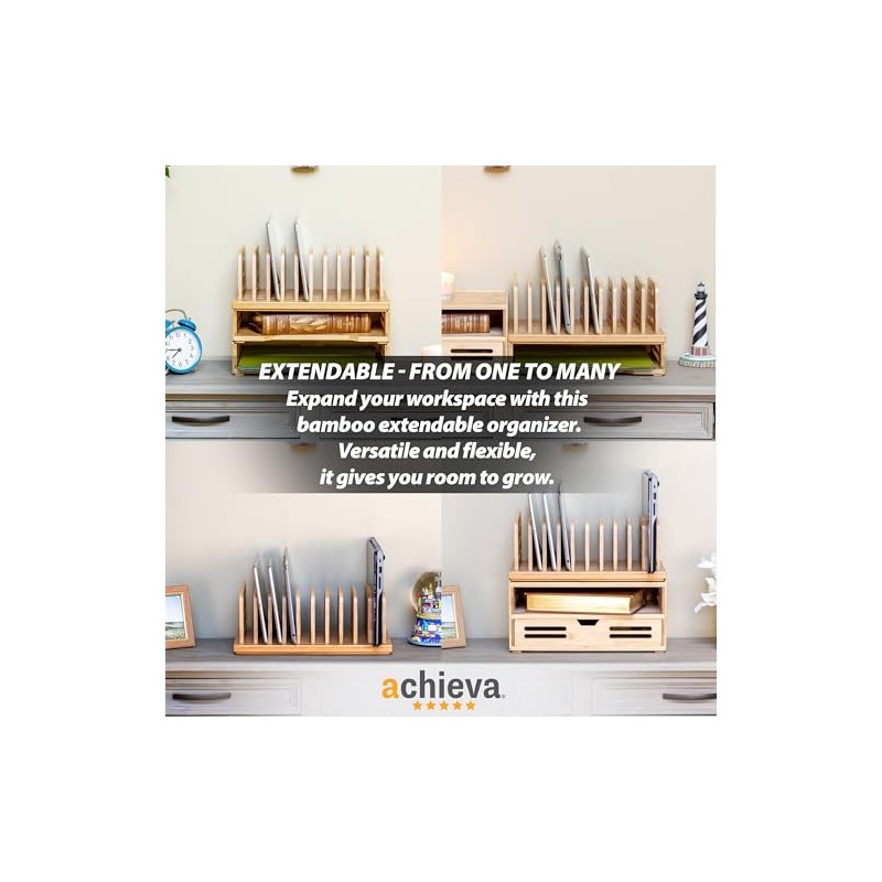 Achieva Bamboo Large Adjustable File Sorter (71002)