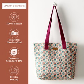 Maison d' Hermine Canvas Tote Bag for Women Cotton Canvas Reusable Shoulder Grocery Bags Bulk with Handles for Shopping Travel Holiday Mom Work Beach Lunch Men Perfect for Gift (Bamako)