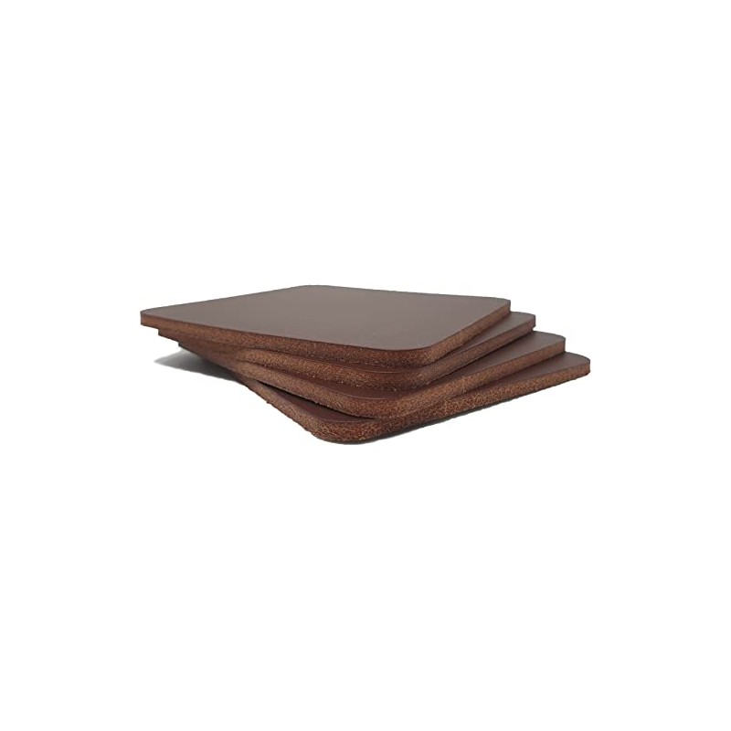 Ashford Ridge Full Grain Leather 10cm Square Coasters - Brown