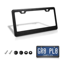 KOPIRA Marco de Matrícula, Cubre Placas para Auto de Fibra de Carbono, Porta Placas para Auto Antioxidantes, Estante de Matrícula Universales con Tapas de Tornillos
