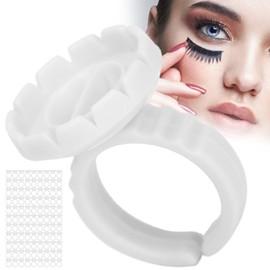 Pack of 100 Eyelash Glue Ring Cup, Disposable Eyelash Extension Glue Holder Accessories (White 100 Packs)