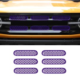 SQQP Front Grill Mesh Grille Inserts Cover Frame Trims Kit 6Pcs Fit for Ford Bronco 2021-2024 2/4 Door Exterior Accessories (Purple)