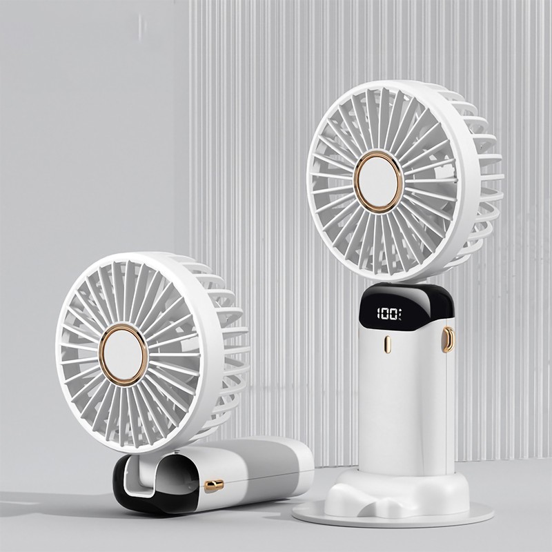 Folding Fan USB Digital Display Handheld Ergonomic Handle ABS PC