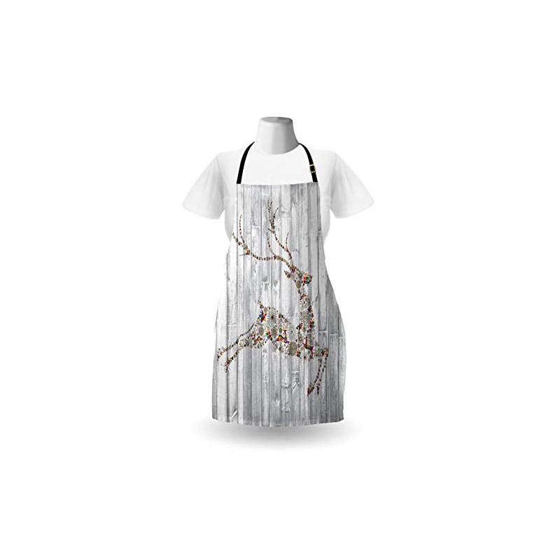 ABAKUHAUS Deer Apron, Xmas Animal Rustic, Unisex Kitchen Bib Apron