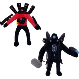 wiztex Titan Speaker Man and Camera Man Cuddly Toys - Skibide Toilet Figures Plush Toy - Washable PP Cotton Skibide Plush Gift for Kids and Gaming Fans (2 Pieces)