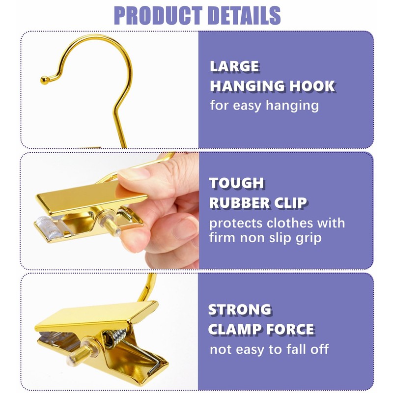 Amber Home 24 Pack Gold Boot Clips for Closet, Gold