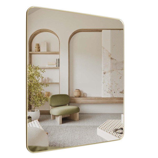 SNUGACE Bathroom Mirror for Wall, Rectangle Framed Wall Mounted Farmhouse Vanity Mirrors, 24x36 Inch