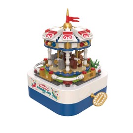Robot Plaza Building, Blocks, Musical Box, Children, Boys, Girls, Educational Toy, Merry-go-round Birthday Gift