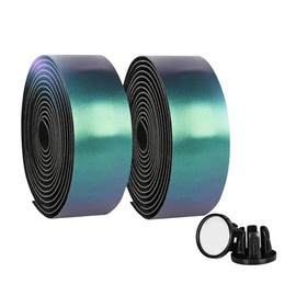Cinta para Manillar de Bicicleta de Carretera, Cinta de Barra de Bicicleta, Cuero PU + EVA, Envoltorio de Agarre de Manillar de Ciclismo Verde Aurora Degradado - 2 Rollos
