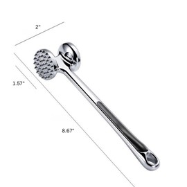 InfyniteShores Professional Meat Tenderizer Mallet, Double-Sided, Stainless Steel, 8.6" Length, Heavy Duty Kitchen Tool for Steak, Beef, Chicken