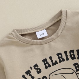 Ayalinggo Newborn Baby Boy Clothes Western Sweatshirt Little Bitty Infant Cowboy Pants Set Toddler 2Pcs Fall Winter Outfits Coffee 18-24 Months