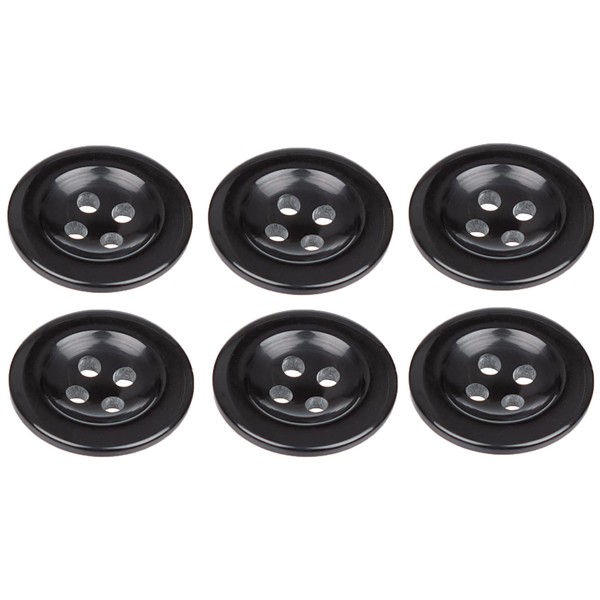 Pack of 6 Black Sew on 18mm Buttons for Braces