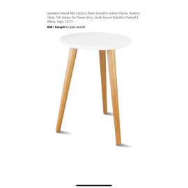 Uneedem Wood Mid Century Plant Stand for Indoor Plants, Modern Table, White