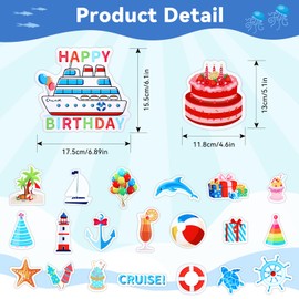 22Pcs Birthday Cruise Door Decorations, Happy Birthday Cruise Magnets for Door, Reusable Cruise Magnets Carnival Cruise Decor, Funny Cruise Ship Door Decorations for Carnival Fridge Car Door Cabin