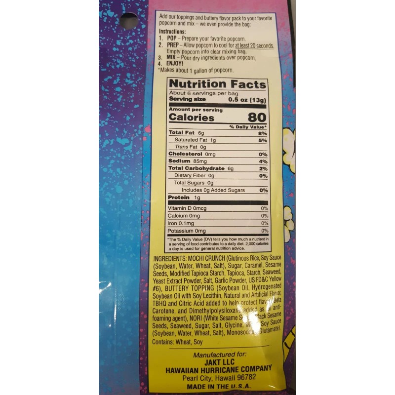Hawaiian Hurricane Popcorn Toppings - 2.3 oz packet