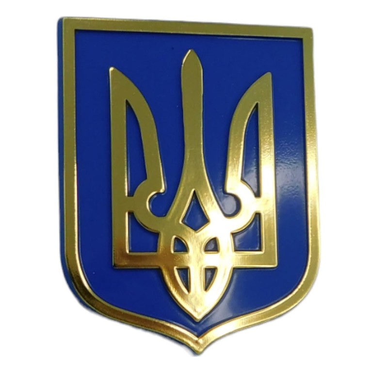 Ukraine Trident Tryzub Blue Gold Plastic car Emblem Decal Sticker