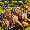 4-Pack Stainless Steel Rolling Grill Baskets for BBQ – Wooden