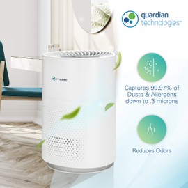 GermGuardian True HEPA Filter Air Purifier for Home, Office, Bedrooms, Filters Allergies, Pollen, Smoke, Dust, Pet Dander, Mold, Activated Carbon Eliminates Odors and Deodorizes, White, AC4200W