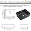 KARAMAG Black Vessel Sink Rectangle 16"x12" Bathroom Sink Rectangular Modern