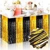 3 Pack Black and Gold Tinsel Table Skirts