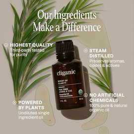 Aceites esenciales de árbol de té orgánico Cliganic, 60 ml - un solo ingrediente - Aceite difusor y de aromaterapia - Sin aditivos sintéticos