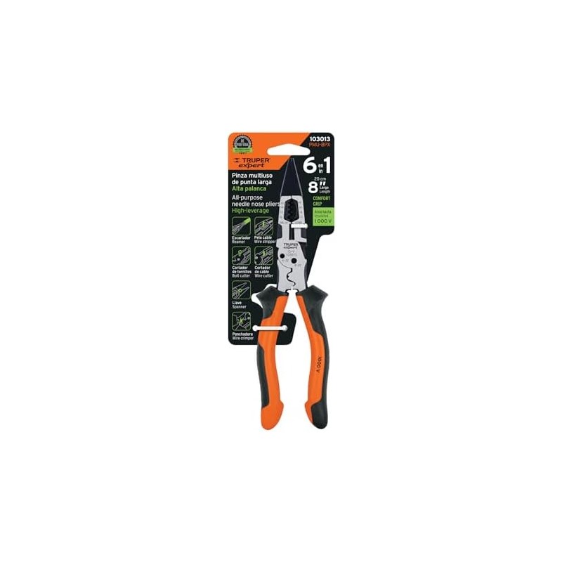 Truper expert PMU-8PX, Pinza multiuso 8 punta larga mango comfort