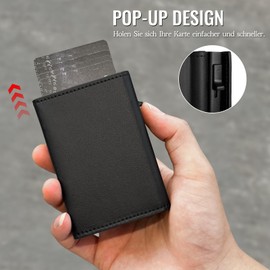 Baiyanor Card Holder Men's Wallet & RFID Protection, Slim Wallet with Coin Compartment, Men's Wallet Small, 10 Compartments for Credit Card, Leather Wallet - Black