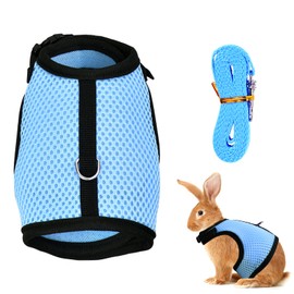 Doryum Small Animals Leash, Adjustable Rabbit Harness Leash Bunny Leash Pig Leash, Comfortable Ferret Harness and Leash Cute Small Pet Chest Strap for Rabbit Squirrel Ferret Guinea Pig (Blue S)
