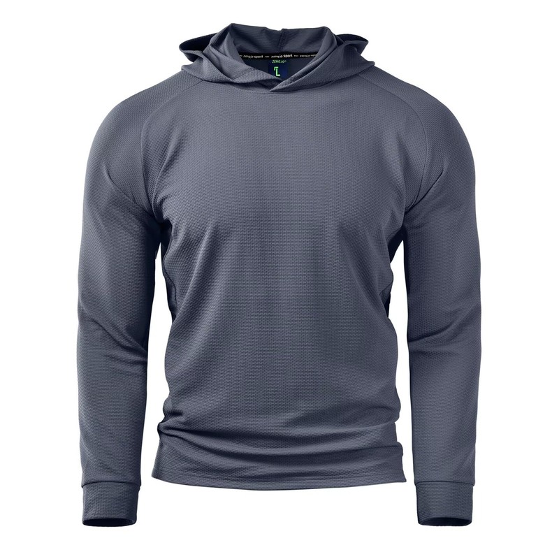 Zengjo Athletic Hoodies for Men Lightweight Pull Over(Steel Grey,Large)