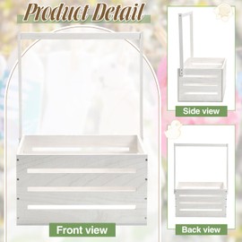 Suzile Wooden Baby Shower Crate Closet, Baby Basket with Handle Baby Storage Crate Hamper, Baby Shower Wooden Gift Crate, Baby Personailzed Basket for Pregnancy New Parent (White)