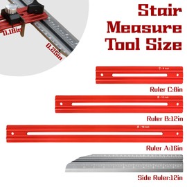 Stair Tread Template Tool,Dual Nut Aluminum Alloy Stair Tread Jig,Slide Rail Design Stairs Measuring Tool with Black Storage Bag,Staircase Gauge for Stairs,Risers,Partitions