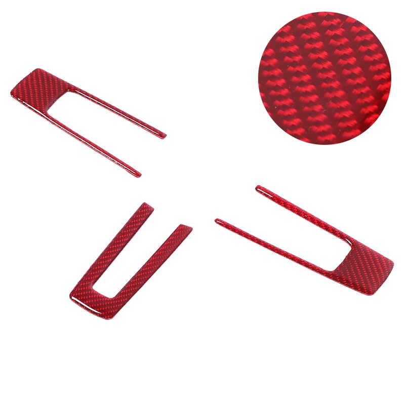 3Pcs Steering Wheel Frame Sticker Carbon Fiber Button Cover Trim