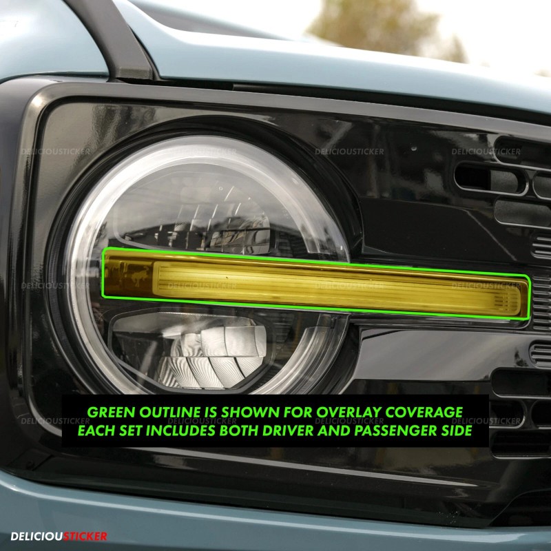 Deliciousticker For 21-25 Ford Bronco Yellow Front Headlight DRL PreCut