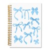 TWRVI Coquette Blue Bow Spiral Notebook, Preppy Girly College Ruled