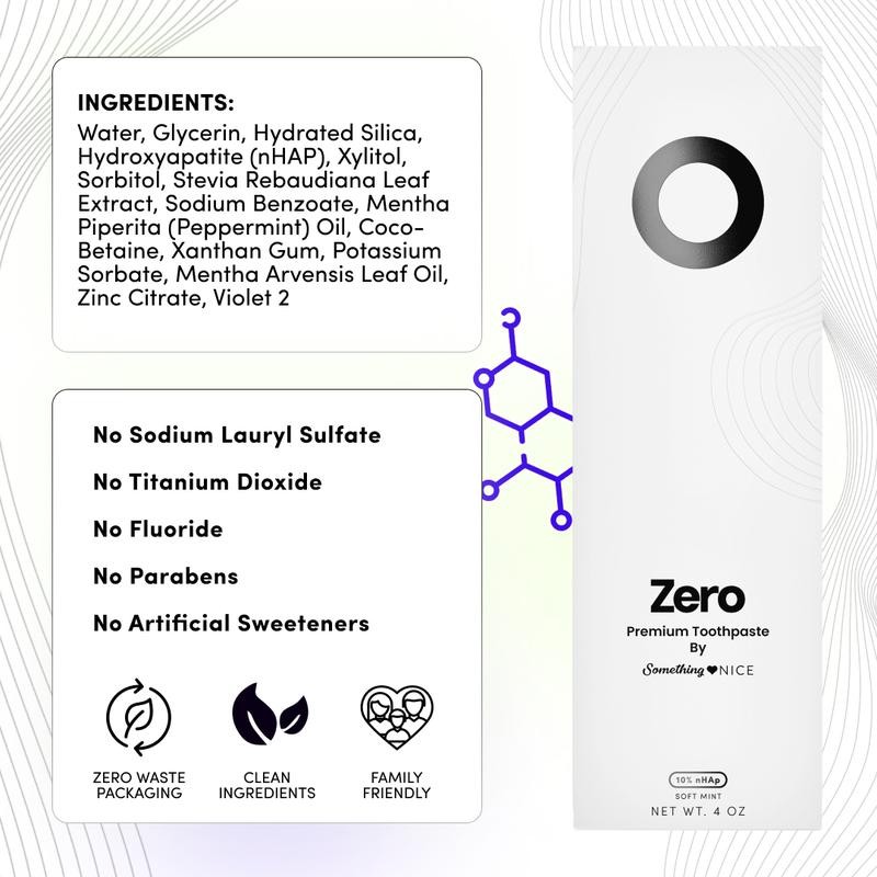 Something Nice Zero Premium Toothpaste with 10% Nano-Hydroxyapatite, Xylitol, and
