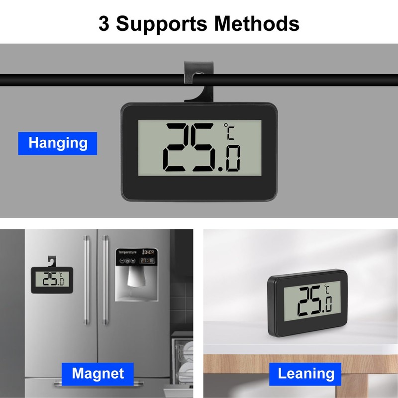 Pack of 6 Fridge Thermometers, Digital Fridge Thermometer with Easy-to-Read