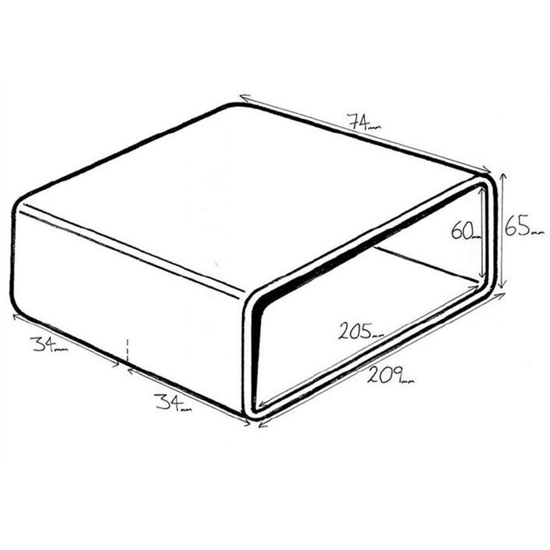 Kair Rectangular Straight Connector 204mm x 60mm Flat Pipe Joint
