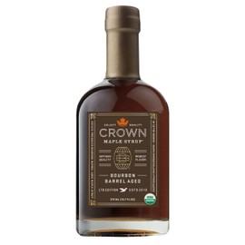 Crown Maple Bourbon Barrel Aged Organic Maple Syrup, 100% Pure, Grade A, Gluten Free, No Preservatives, Non-GMO Pancake and Breakfast Topping, 12.7 Fl Oz