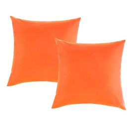 2Pcs Orange Outdoor Waterproof Throw Pillow Covers Garden Farmhouse Cushion Case Decorative Square Pillows Cushion Cover for Patio Tent Couch Sofa (45x45 cm/17.7x17.7 inch, Excluding Pillow)