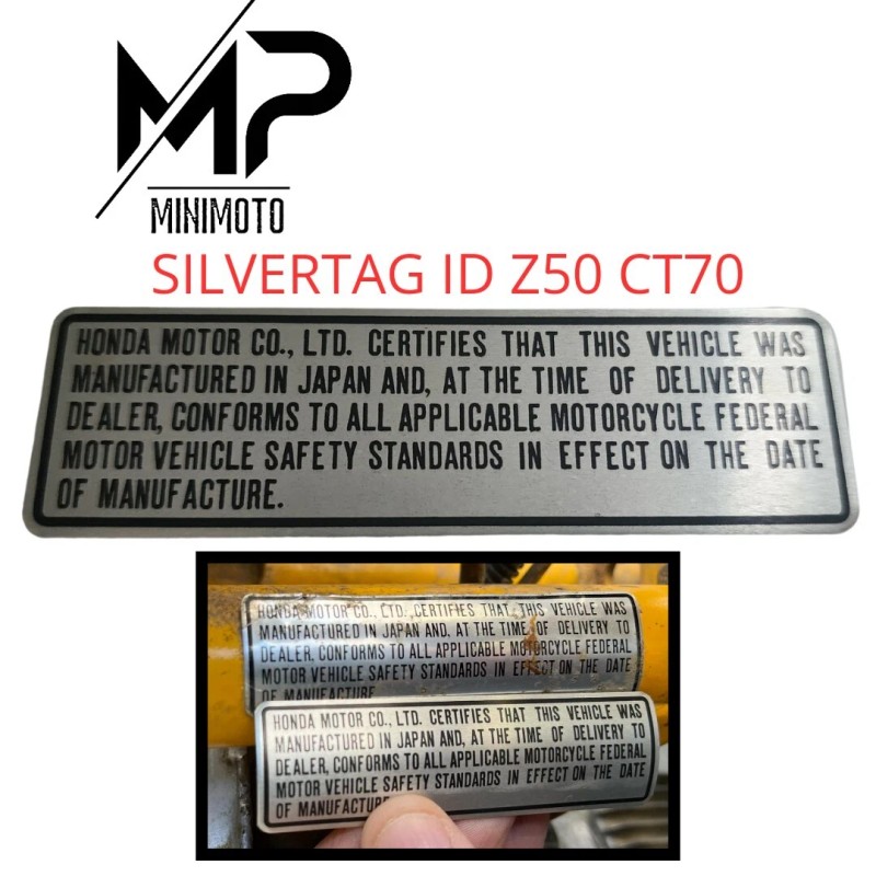 Honda CT70 Z50 Silver TAG ID