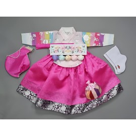 hanbok store Korea Traditional Hanbok Girl Baby First Birthday Dol Party 1 Age Pink Saekdong OSPI01, Medium