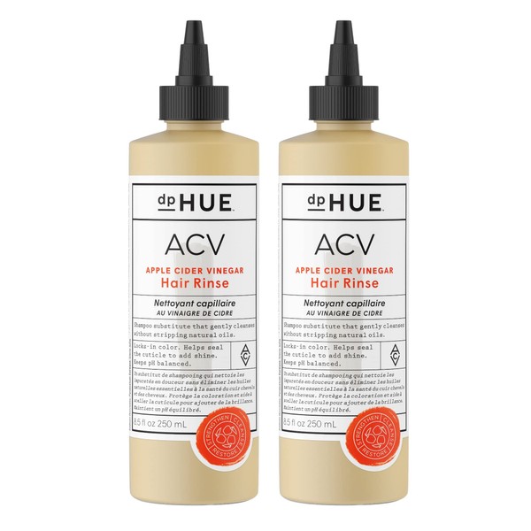dpHUE Apple Cider Vinegar Hair Rinse - 8.5 oz, Pack of 2 - Shampoo Alternative & Scalp Cleanser - Removes Buildup & Protects Natural Hair Oils