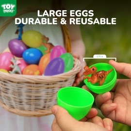 TOY Life 30 Packs Filled Easter Eggs with Dinosaur, Easter Party Favors and Basket Stuffers Bulk for Kids