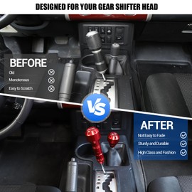 Fgtagtal Compatible with Toyota FJ Cruiser 2007-2021 Car Gear Shifter Head Replacement, Aluminum Alloy Shifter Shift Button Knob Replacement Kit (Red)