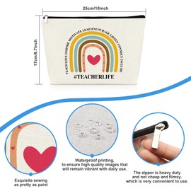 Teacher Life Bag Teacher Appreciation Gifts Cosmetic Bag for Women PVC Makeup Bags Birthday Teachers' Day Graduation Gift for Teachers Thank You Gift Travel Organizer Toiletry Bags