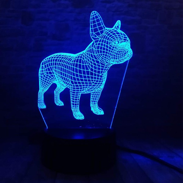 YKLWORLD French Bulldog Night Light 3D Illusion Table Lamp Puppy Dog 7 Changing Color Toys Birthday Christmas Gifts for Kids Boys Girls Home Bed Room Decor