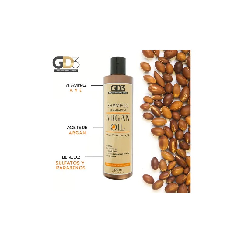 Shampoo Profesional Gd3 Reparador Con Aceite De Argán Vitam