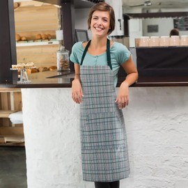 MHwan Women's Apron, Pack of 2 Waterproof and Oil-Resistant Cooking Aprons, Fashionable, Classic Plaid, Wear-resistant and Durable Kitchen Apron, Adjustable