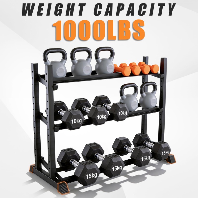 Dumbbell Rack 3-Tier Adjustable Dumbbell Rack Suitable for Dumbbells, Kettlebells,